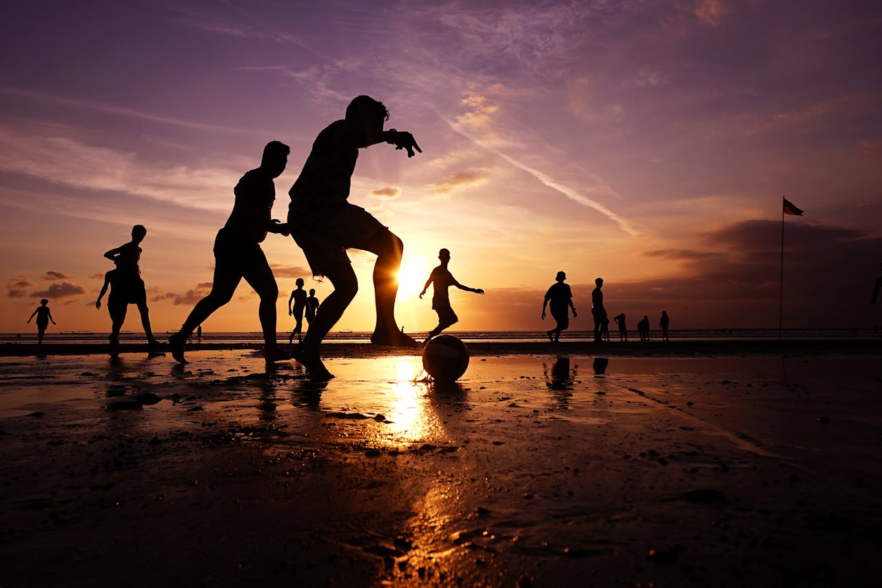 Group fitness training on Essaouira beach